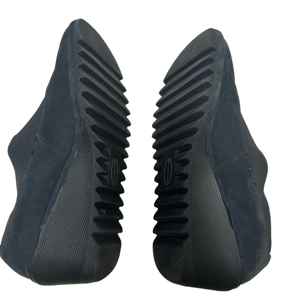 COMFORTIVA Womens Size 9.5 M Black Suede Wedge Slip On Memory Foam Retail $110